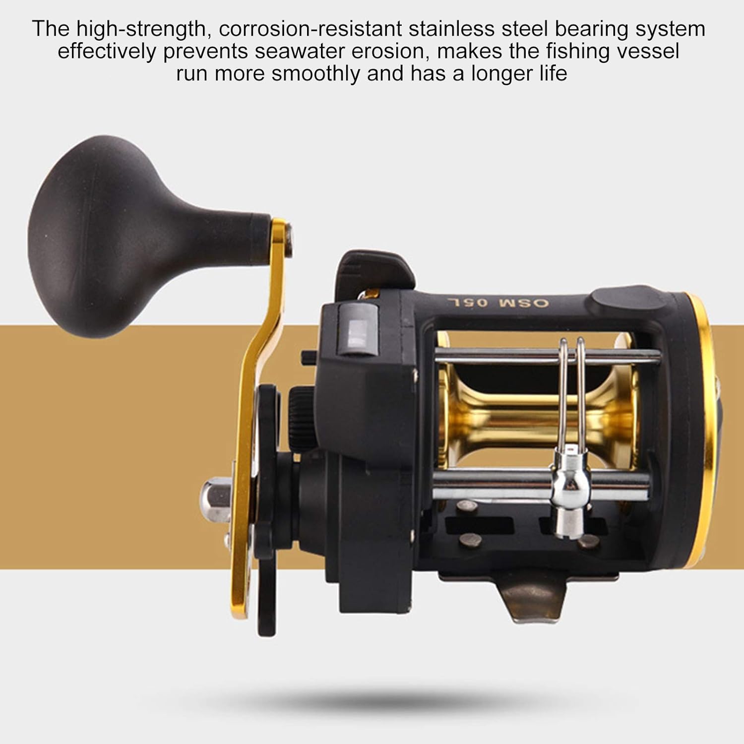Gavigain Fishing Reel,Metal Boat Fishing Wheel with Line Counter Baitcasting Fishing Reel Wind Trolling Reel with Gear Ratio Durable Bearing for Inshore Saltwater Fishing