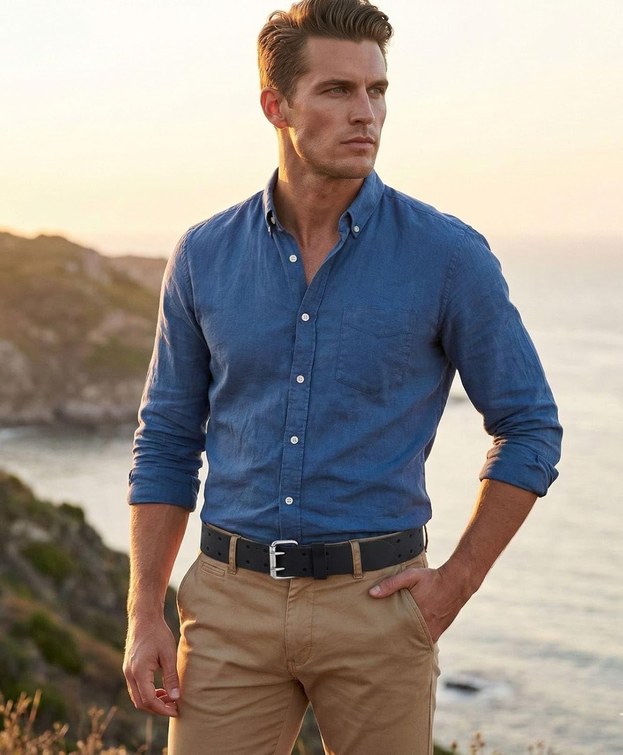 PBF Double Prong Work Belts for Men, 38mm Wide Heavy Duty, Full Grain Leather Belt for Men, Nickel Free, Cowhide Belt - Image 8