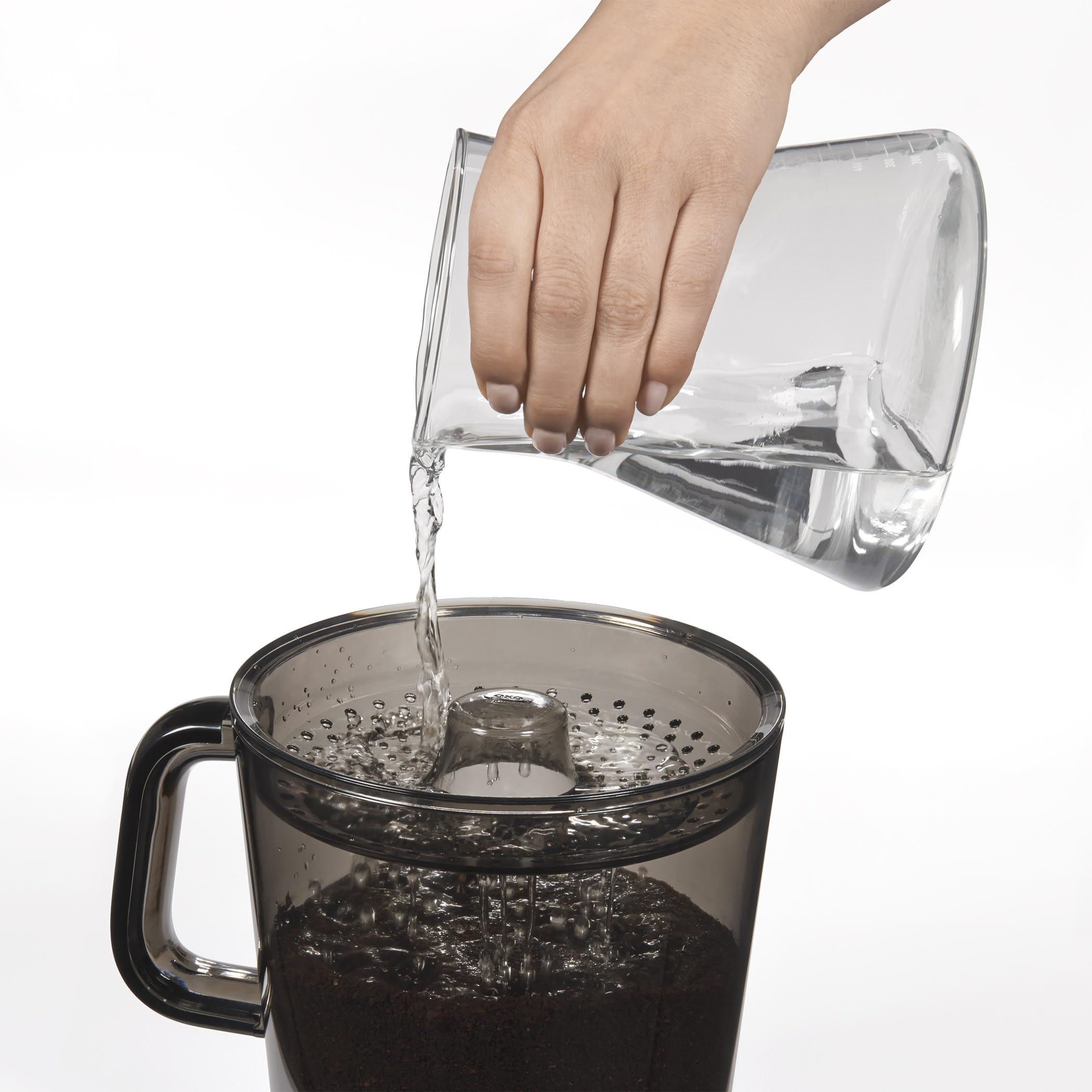 OXO Good Grips 1272880 Carafe de cafetière à Piston, Filtre en Acier Inoxydable, Verre, Joint Silicone, Noir, Transparent, 24 x 24 x 70 cm