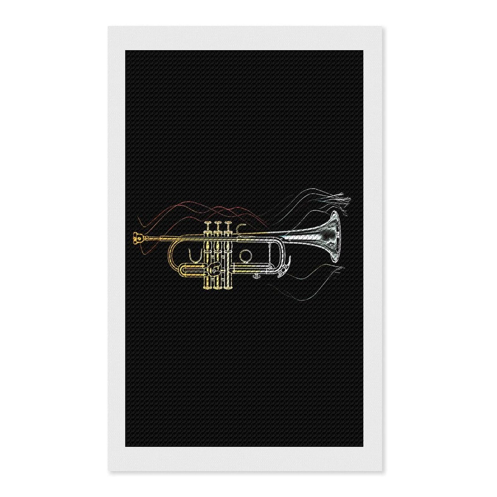 Nclqvjxzkhw Style Trumpet Diamond Art Painting For Adult Round Diamonds Pictures Arts Crafts Home Wall Decor 12"X20"