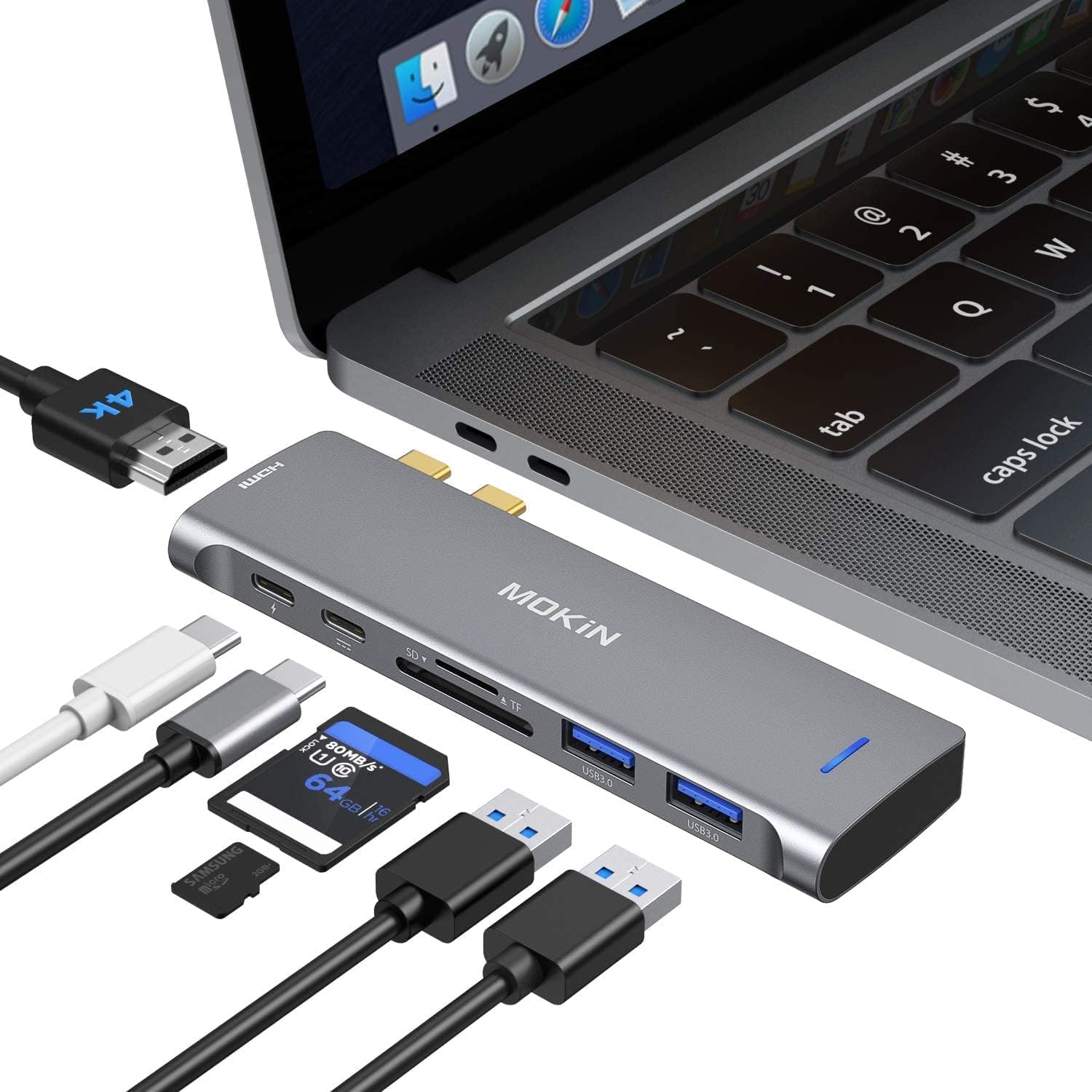 Adaptateur Macbook Pro/Air, Adaptateur Mac 7 en 1 Compatible avec MacBook Pro 20222016 MacBook
