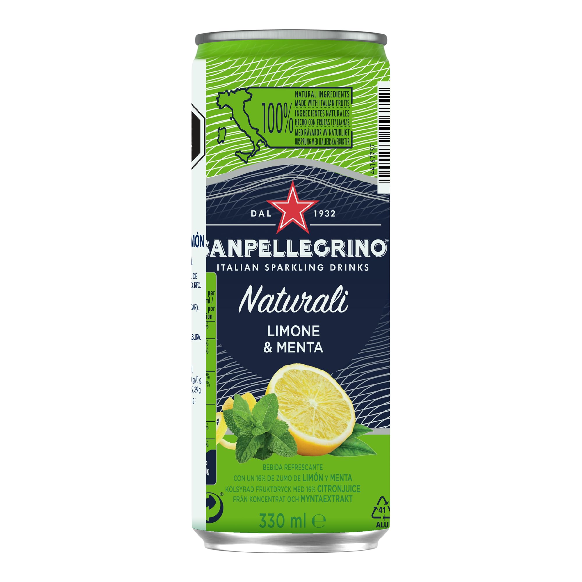 Tastefully Light Sparkling Drink 24x330ml (Limone E Menta - Lemon & Mint)