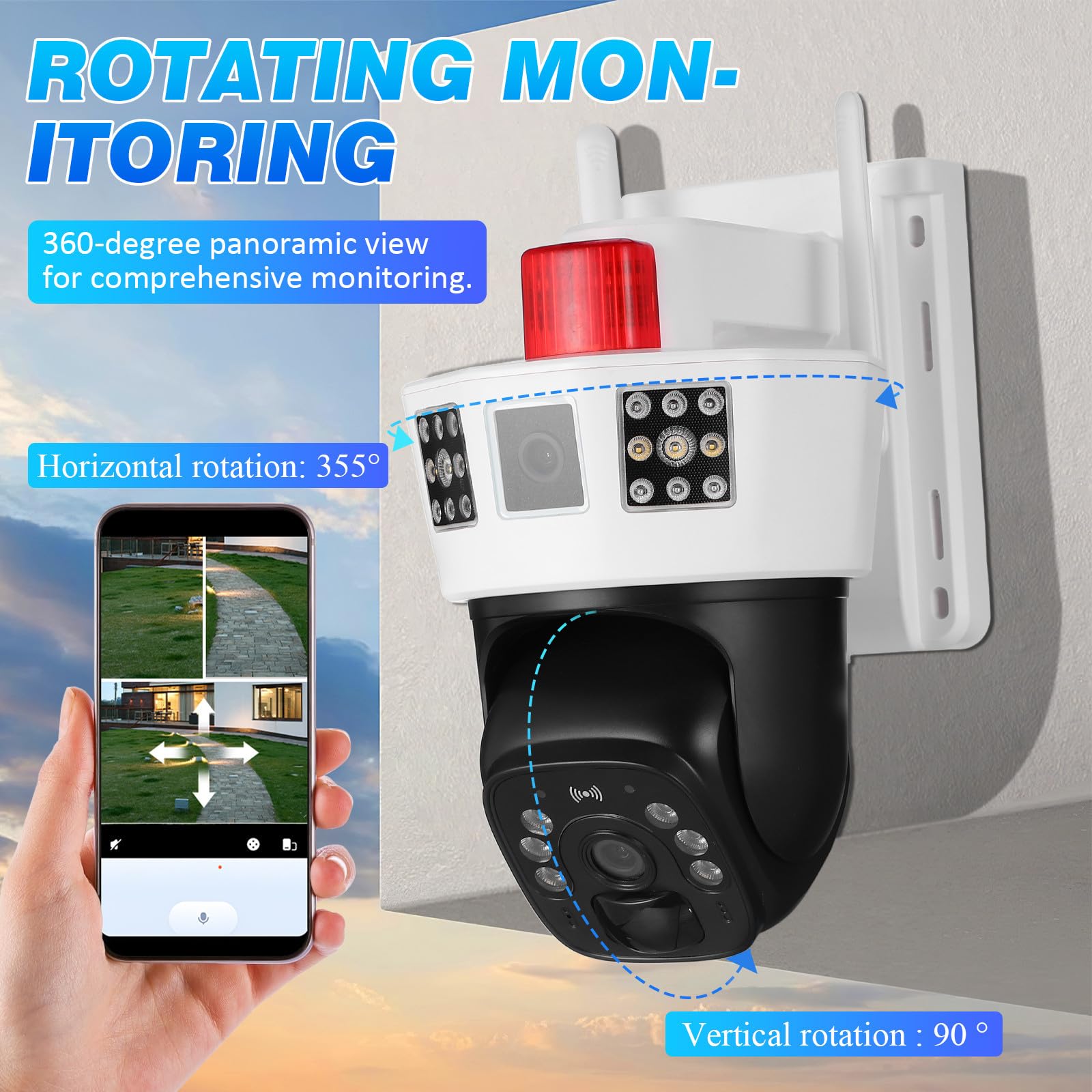 OUNONA Caméra de Sécurité Extérieure Panoramique Rotative WiFi Solaire