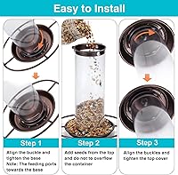 Vista 2 de Paquete de 2 comederos anchos de metal para pájaros, comedero colgante para pájaros al aire libre con capacidad de 1.6 libras, cordón de alambre