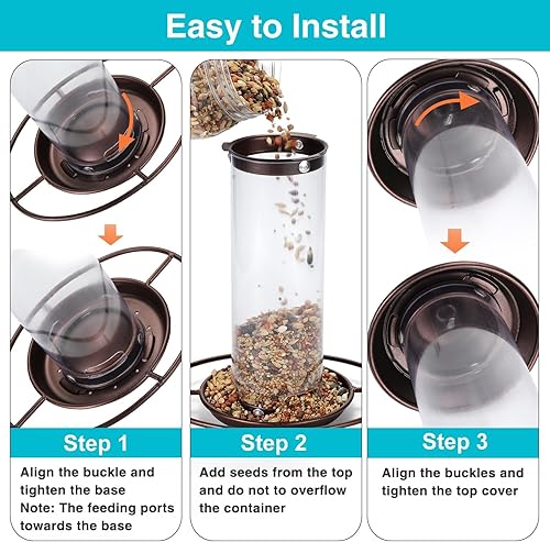 Miniatura 2 de Paquete de 2 comederos anchos de metal para pájaros Comedero colgante para pájaros al aire libre con capacidad de 1.6 libras, cordón de alambre