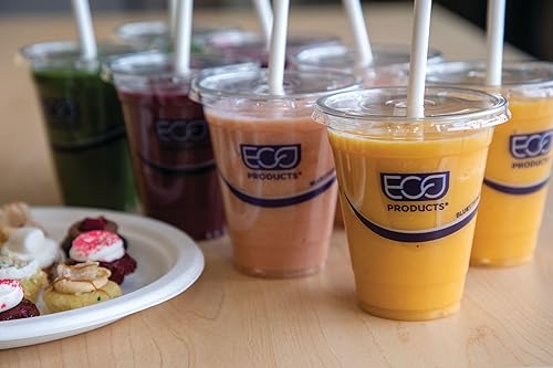 Miniatura 7 de Eco-Products BlueStripe - Tapas planas de plástico reciclado, caja de 1000, se adapta a vasos de plástico de 9 a 24 onzas, hechas de 30% botellas de