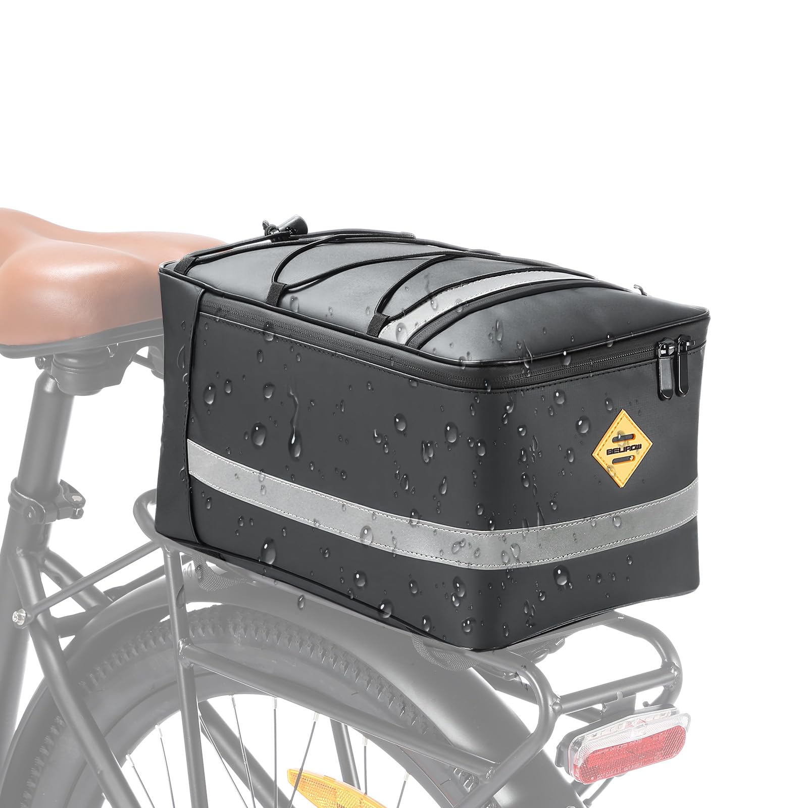 VARUN Bike Pannier Bag, 15L Waterproof Bicycle Rear Rack Bag with Rain Cover, Multi-Function Rear Trunk Bags for Road/Mountain/E-Bike