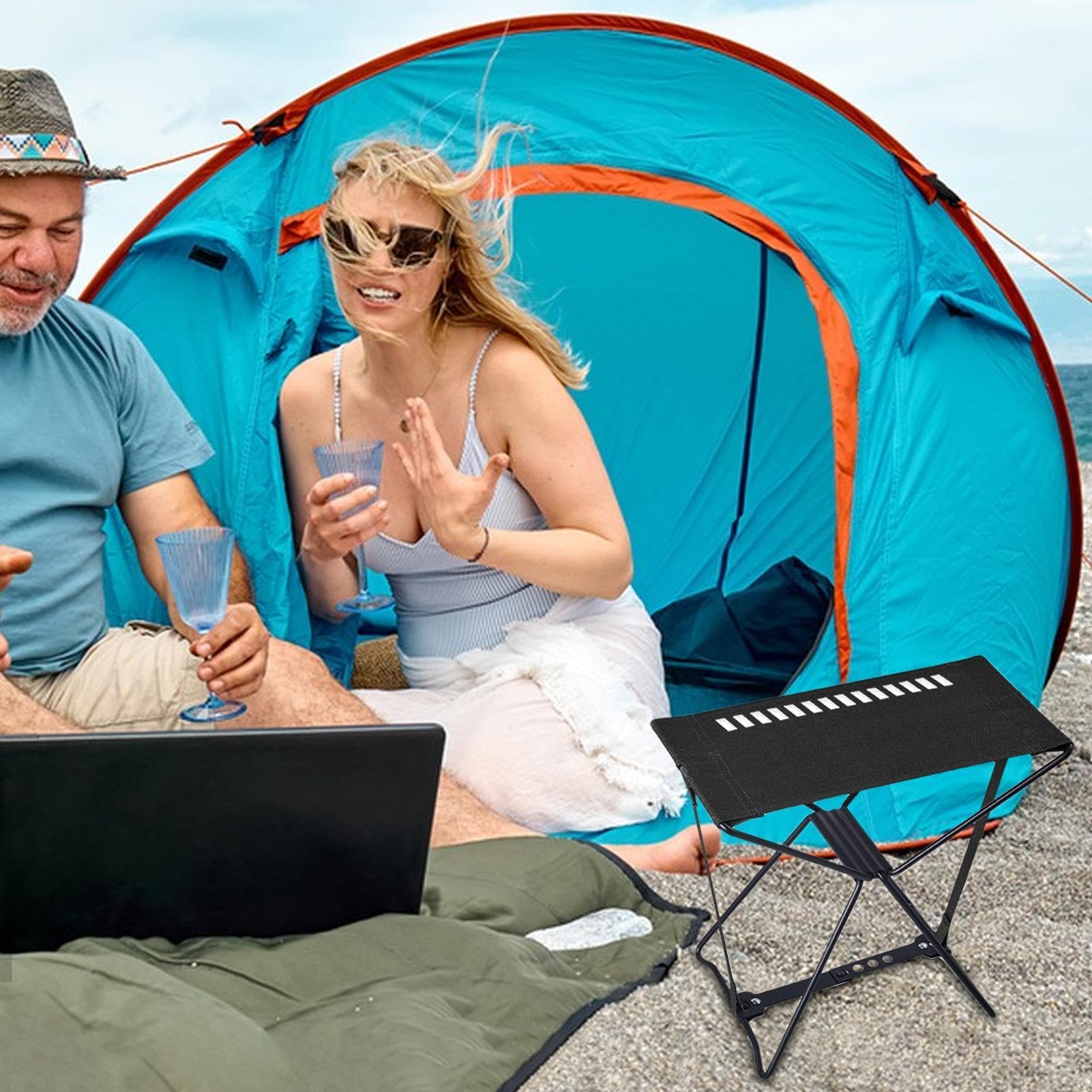 Taburete de Camping Plegable Ligero,Taburete de Camping Plegable Reposapiés