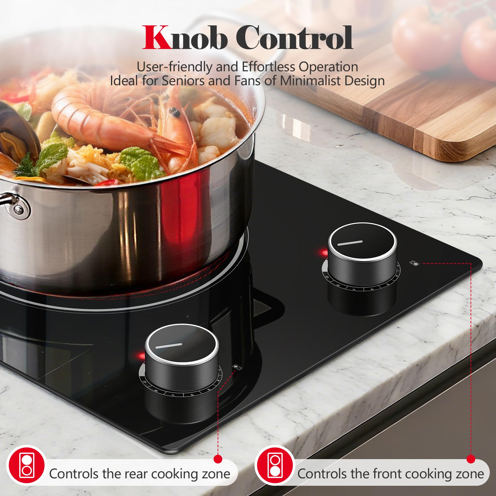 Snapklik.com : SNDOAS 2 Burner Electric Cooktop,12 Inch Built-in 3000W