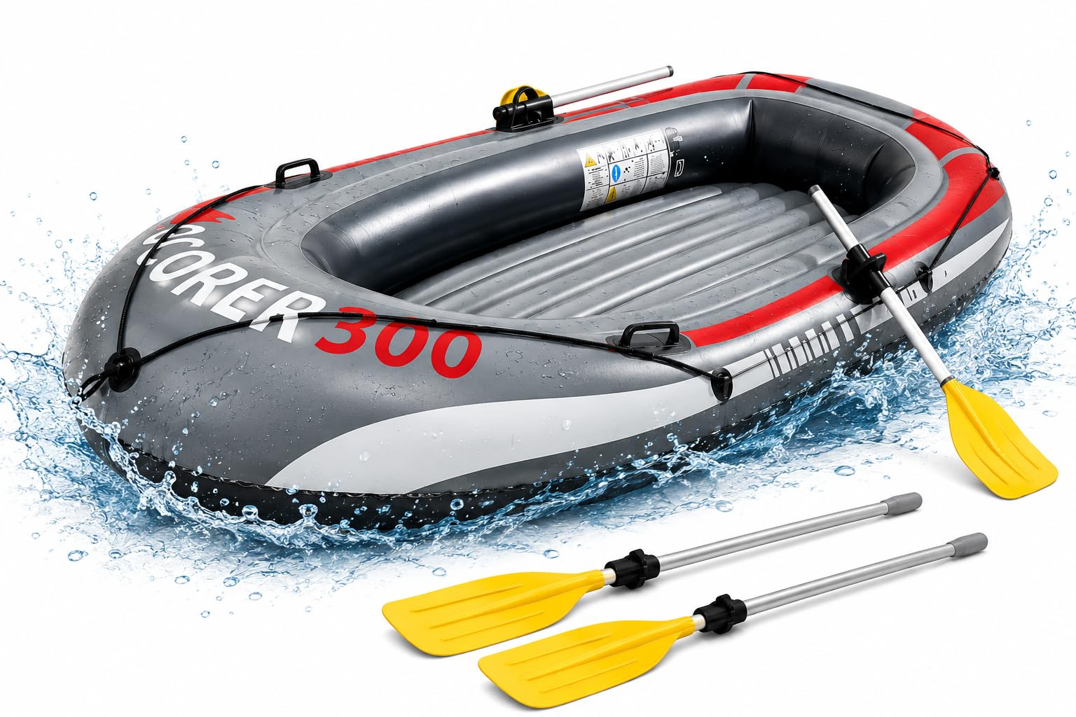 Inflatable Rubber Boat 220 x 110 cm for Children and Adults with Padel and Ropes, Inflatable Boat, Paddle Boat and Rowing Boat