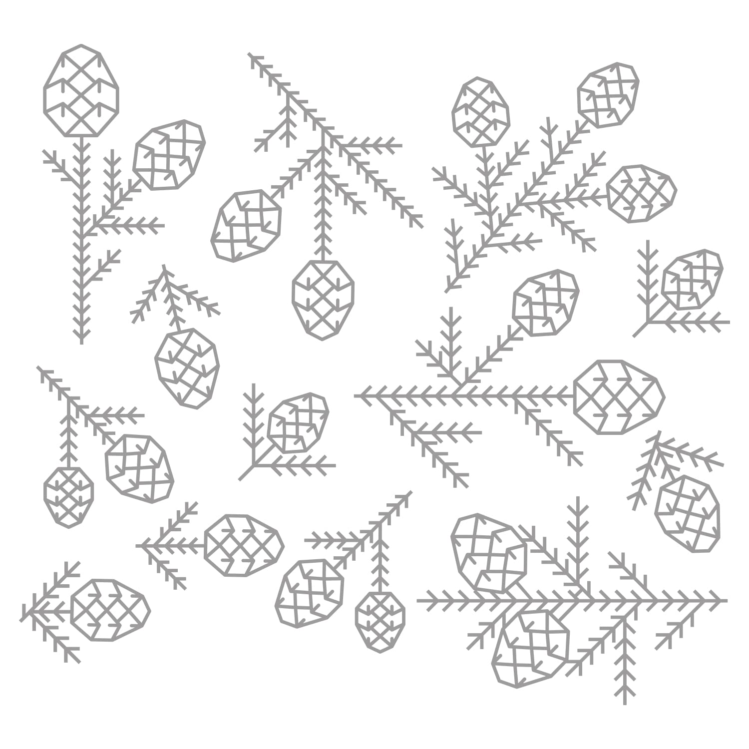 Sizzix Thinlits Die Set 13PK Pine Patterns by Tim Holtz, Grey, One Size