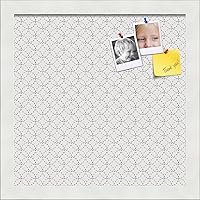 Vista 223 de PinPix Tablero de anuncios de corcho de 12 x 12 pulgadas. Este tablero decorativo enmarcado viene con diseño de círculos B W y un marco blanco