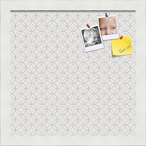 Miniatura 223 de PinPix Tablero de anuncios de corcho de 12 x 12 pulgadas. Este tablero decorativo enmarcado viene con diseño de círculos B W y un marco blanco