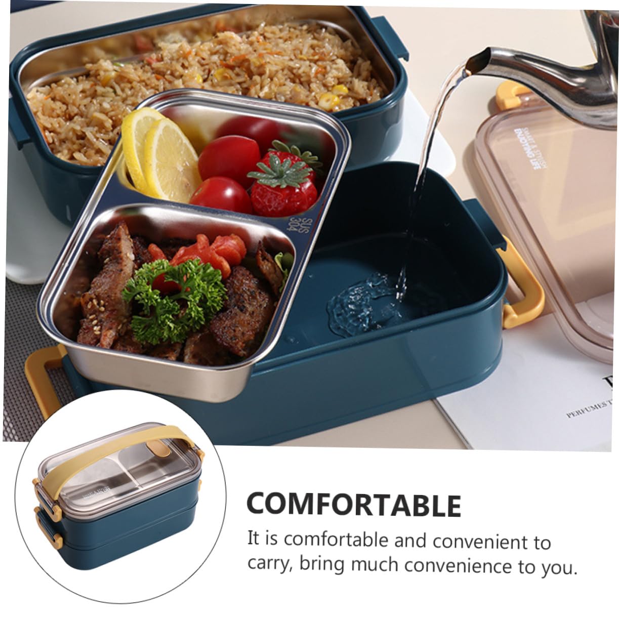 Boîte à Bento Isotherme en Acier Inoxydable, Caisse Rangement Exterieur