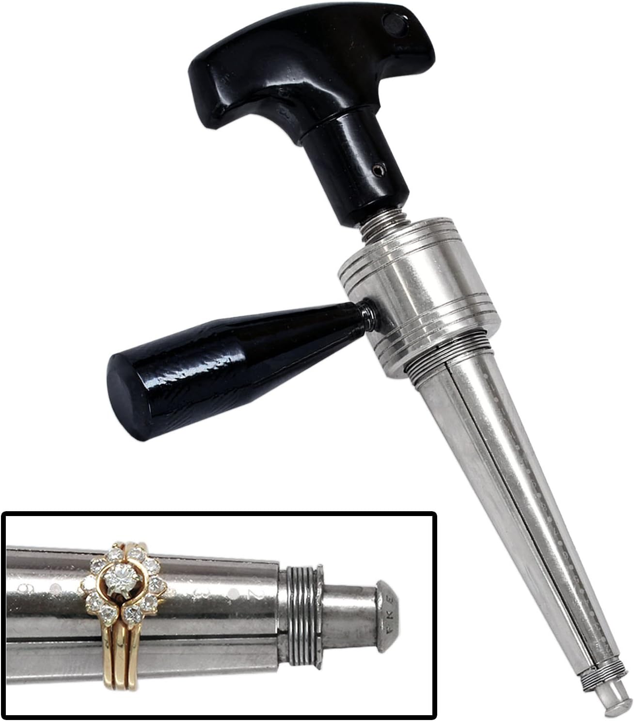BENCH WIZARD 9" High Power Manual Screw Ring Stretcher Sizer | Size 2-14 Rings | 3 1/4" Slide Attachment | Precise & Durable Jewelry Resizing Tool