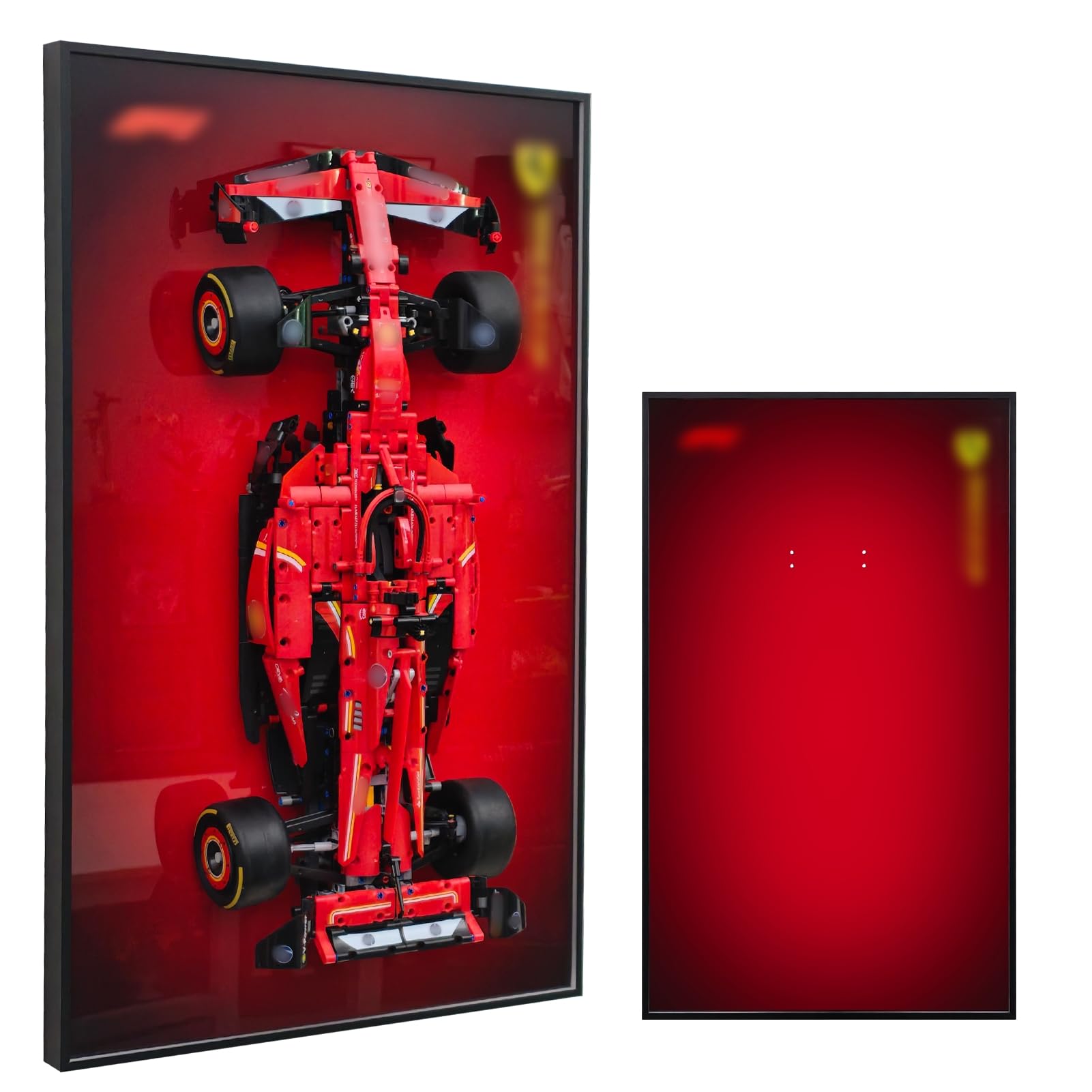 WETCEAOM Display Wallboard Compatible with Lego Technic Ferrari SF-24 Model Car 42207, Wall Display Frame for Lego Car Wall Mount Lovers, Red Aluminum Frame (19.7x31.5in)-image-23