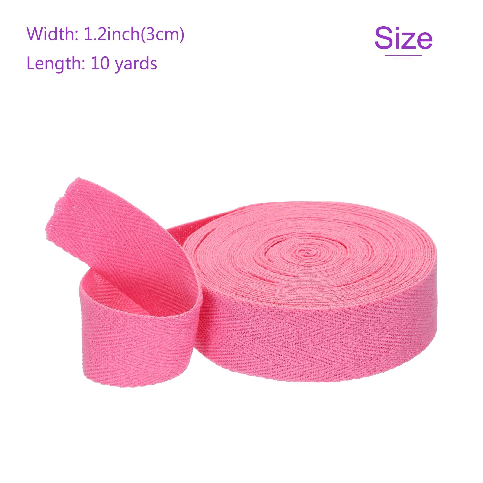 DMiotech 1.2"(3cm) 10 Yards Cotton Twill Tape Cotton Ribbons Bias Binding Tape Herringbone Tape Ribbons Pink for DIY Crafts Making Clothes - Image 3