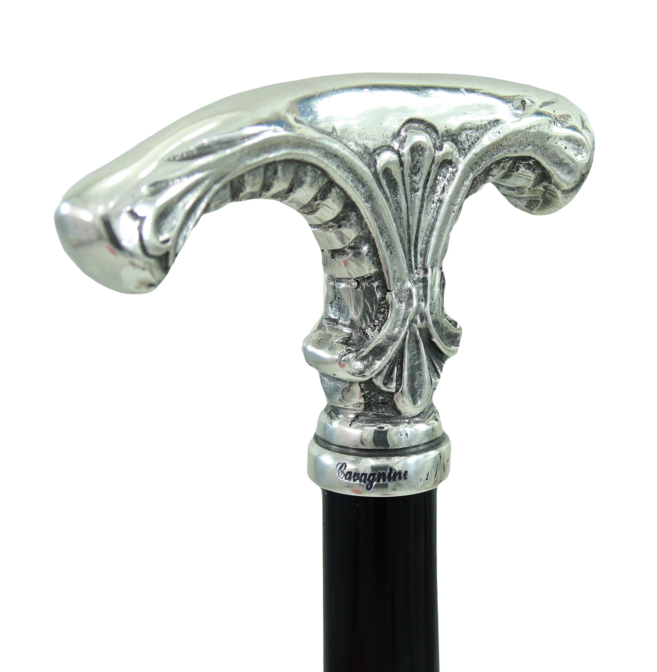 Cavagnini Bastón Elegante para señora anciana de Lujo, de Madera de Haya y Peltre Macizo, Grabado Personalizado, Fabricado en Italia, 5 Colores