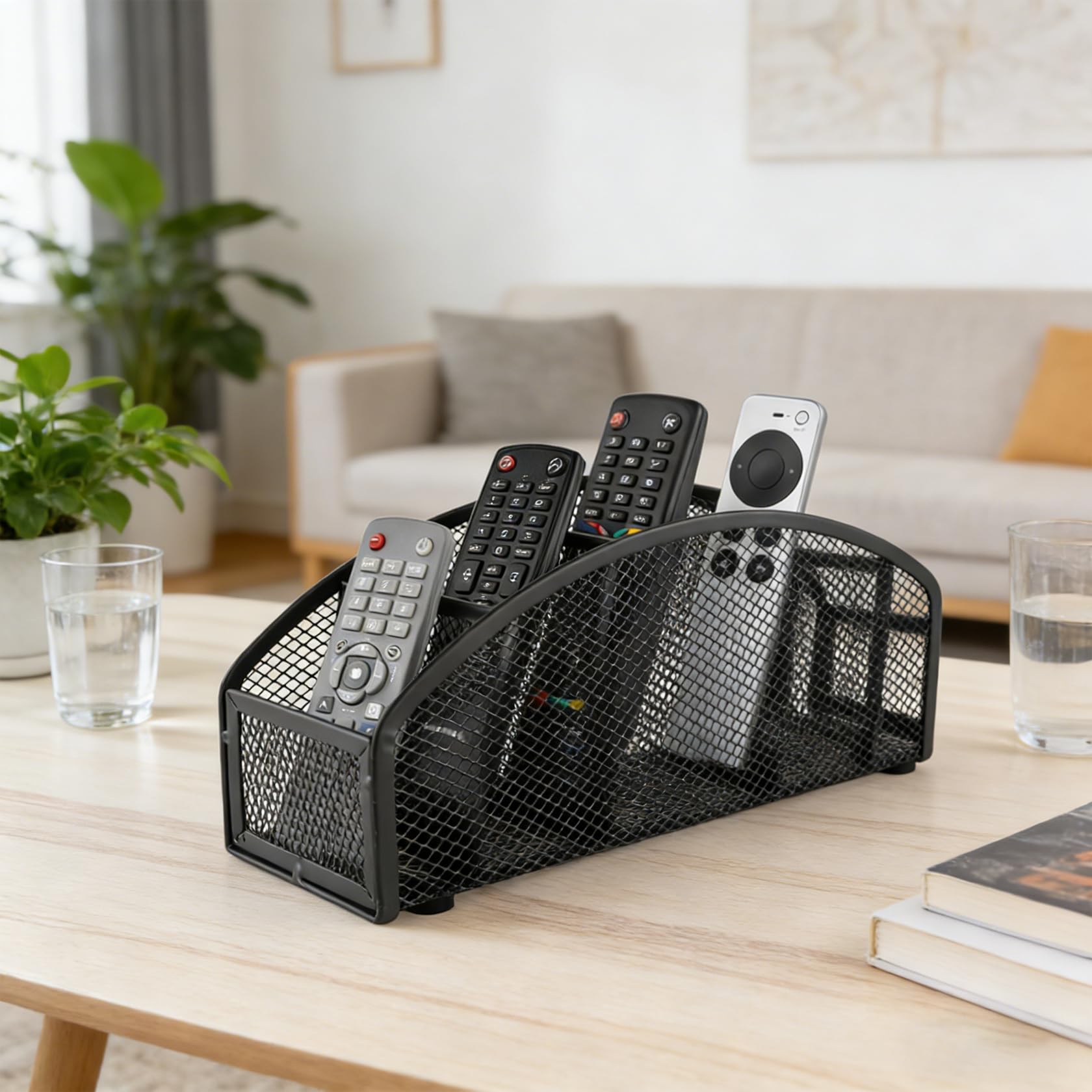 Metall Mesh Fernbedienungsständer, Multifunktionale Aufbewahrungsbox für TV-Fernbedienungen, Bürozubehör, Makeup-Pinsel - Schreibtisch Organizer für Wohnzimmer, Schlafzimmer und Büro