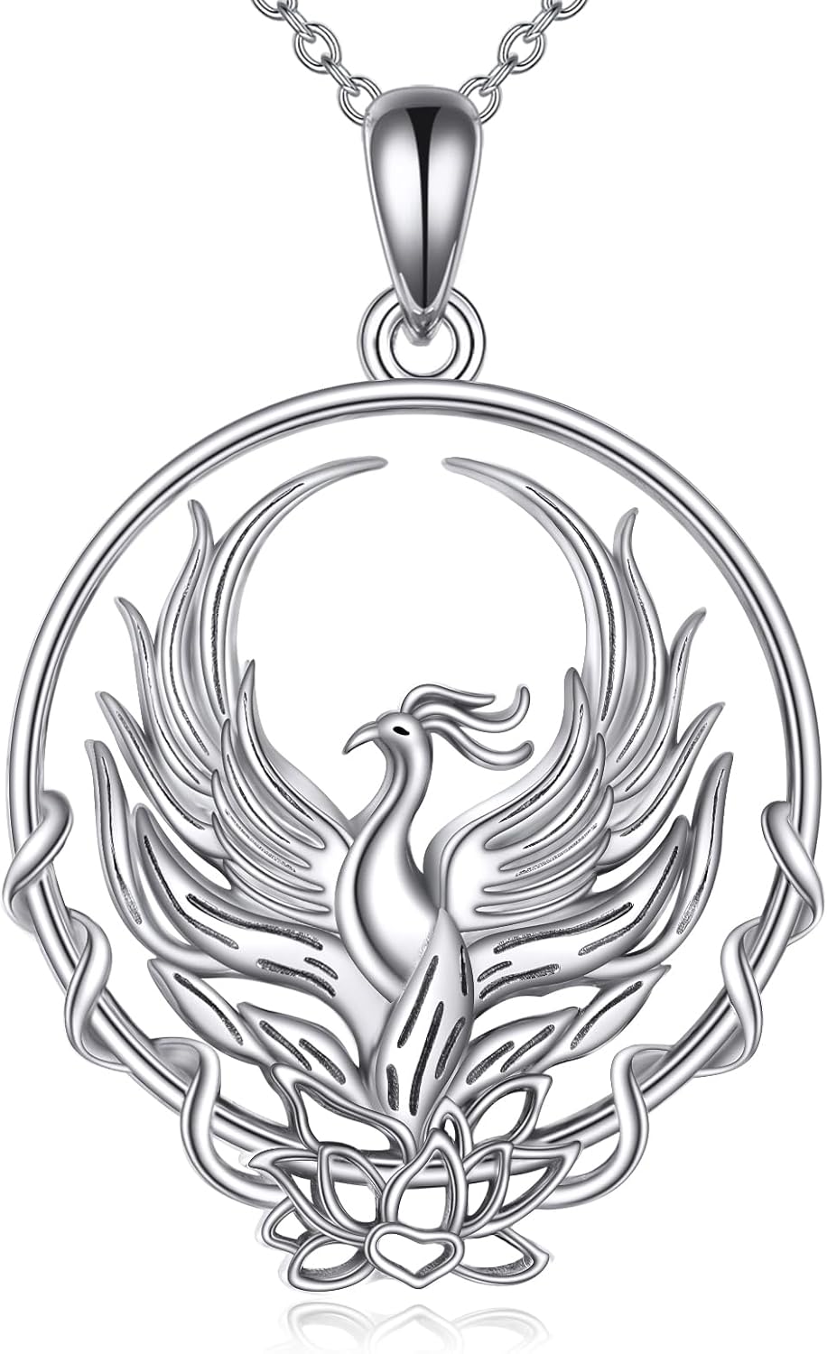 YFN Phoenix Necklace Sterling Silver Lotus Phoenix Jewelry For Women Men Phoenix Pendant Phoenix Gifts For Birthday New Beginnings Gift
