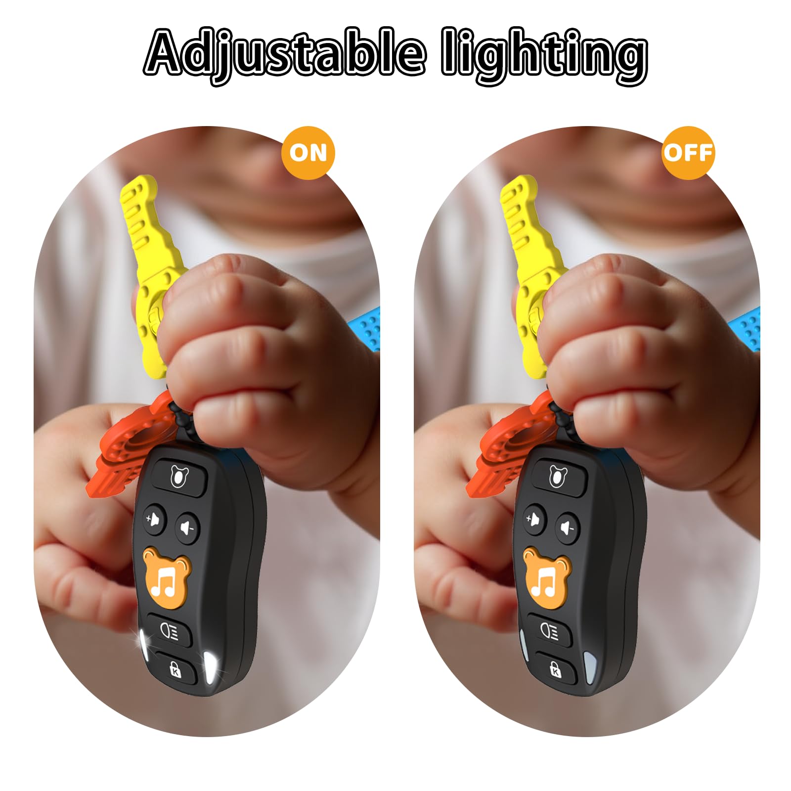 Baby Keys Toy - Juguete para bebé, llaves de coche, mordedor para niños pequeños, llaves de simulación con música y luz, juguetes musicales interactivos de aprendizaje sensorial, regalos de cumpleaños 5