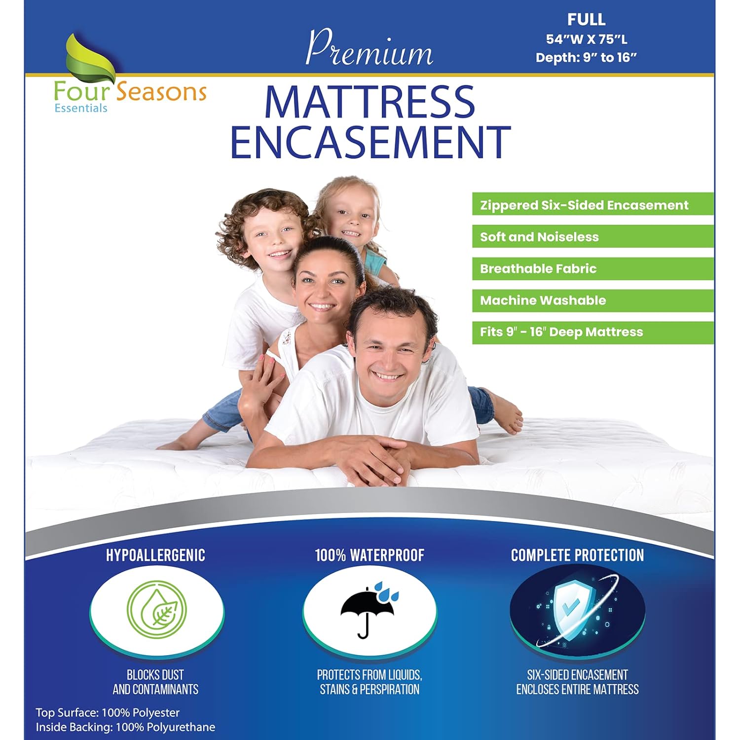 Full Size : Full Size Mattress Protector Bedbug Waterproof Zippered Encasement Hypoallergenic Premium Quality Cover Protects Against Dust Mites Allergens Full Size : Full Size Mattress Protector Bedbug Waterproof Zippered Encasement Hypoallergenic Premium Quality Cover Protects Against Dust Mites Allergens