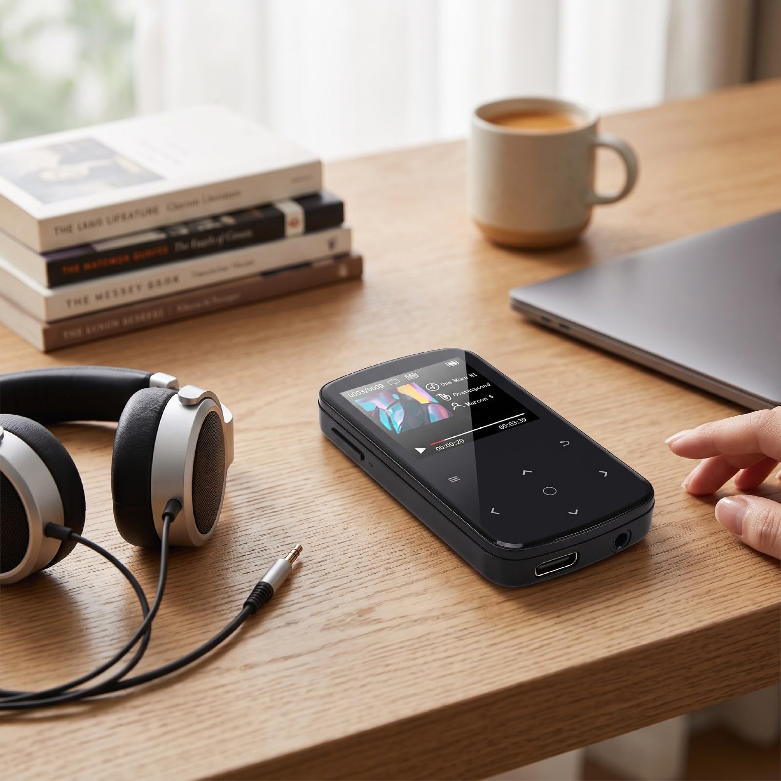 Goshyda Lettore MP3 da 64 GB, Lettore Musicale Portatile HiFi Bluetooth | Schermo da 1,54 Pollici, Supporto per la Lettura di Libri Elettronici, con Auricolari Cablati, per Esercizi di Viaggio