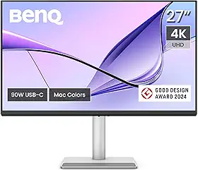 BenQ Monitor MA270U 68.6 cm 4K 3840x2160 para MacBook® Pro/Air, Dual USB-C, 90W Power Delivery, Mac Color Match, Hub USB, controle de brilho e volume no Mac, suporte ajustável de altura e inclinação,