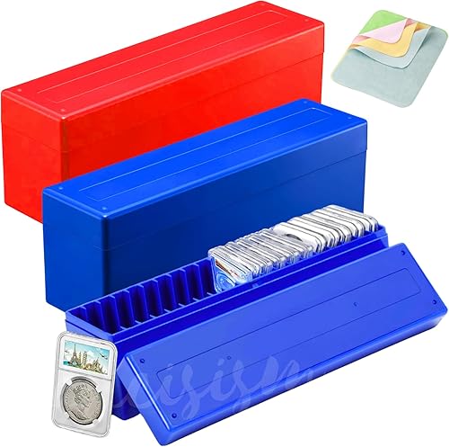 Lancisism 3 cajas de almacenamiento de losa para monedas con paño para el polvo, compatible con 20 soportes para monedas de losa, monedas de