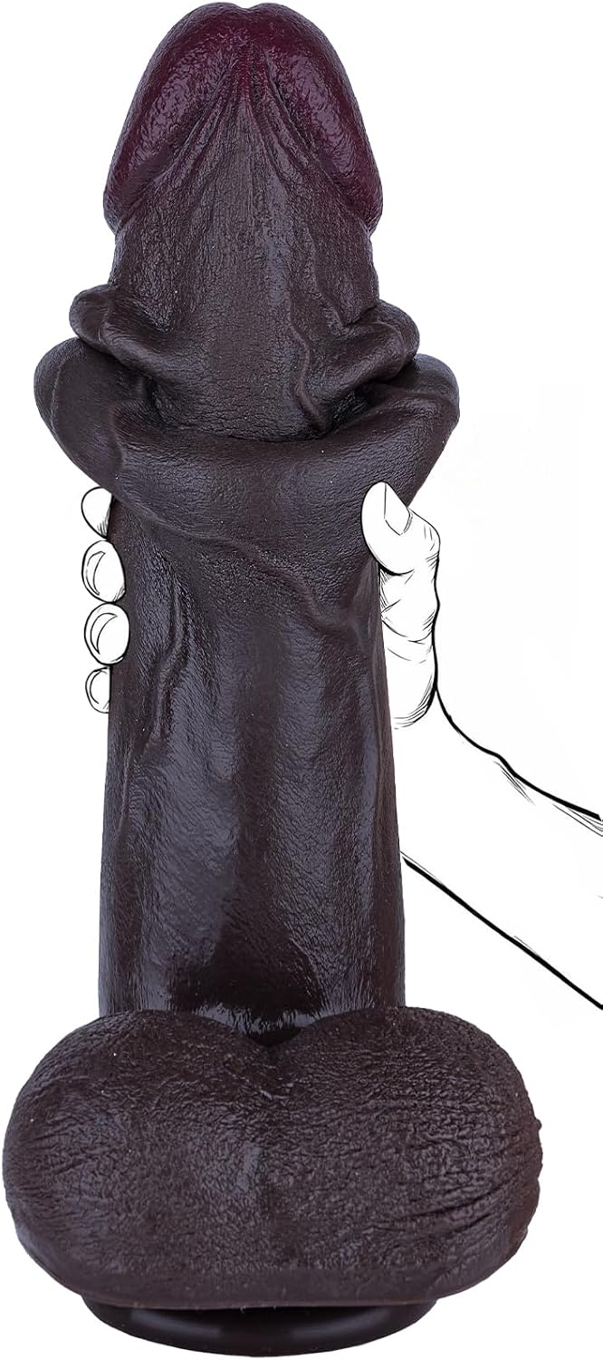 10.7" Huge Big Black Dildo: 8.5" Girth Thick Giant BBC Dildo with Movable Foreskin for Men Women, XXL Large Gay Anal Dildos with Suction Cup, Dual Density Silicone, Massive Penis Sex Toy, Consoladores