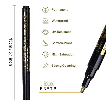 hyn ゴールドペン Amazon | Sbomiaort ゴールドシルバーメタリックマーカーペン 4