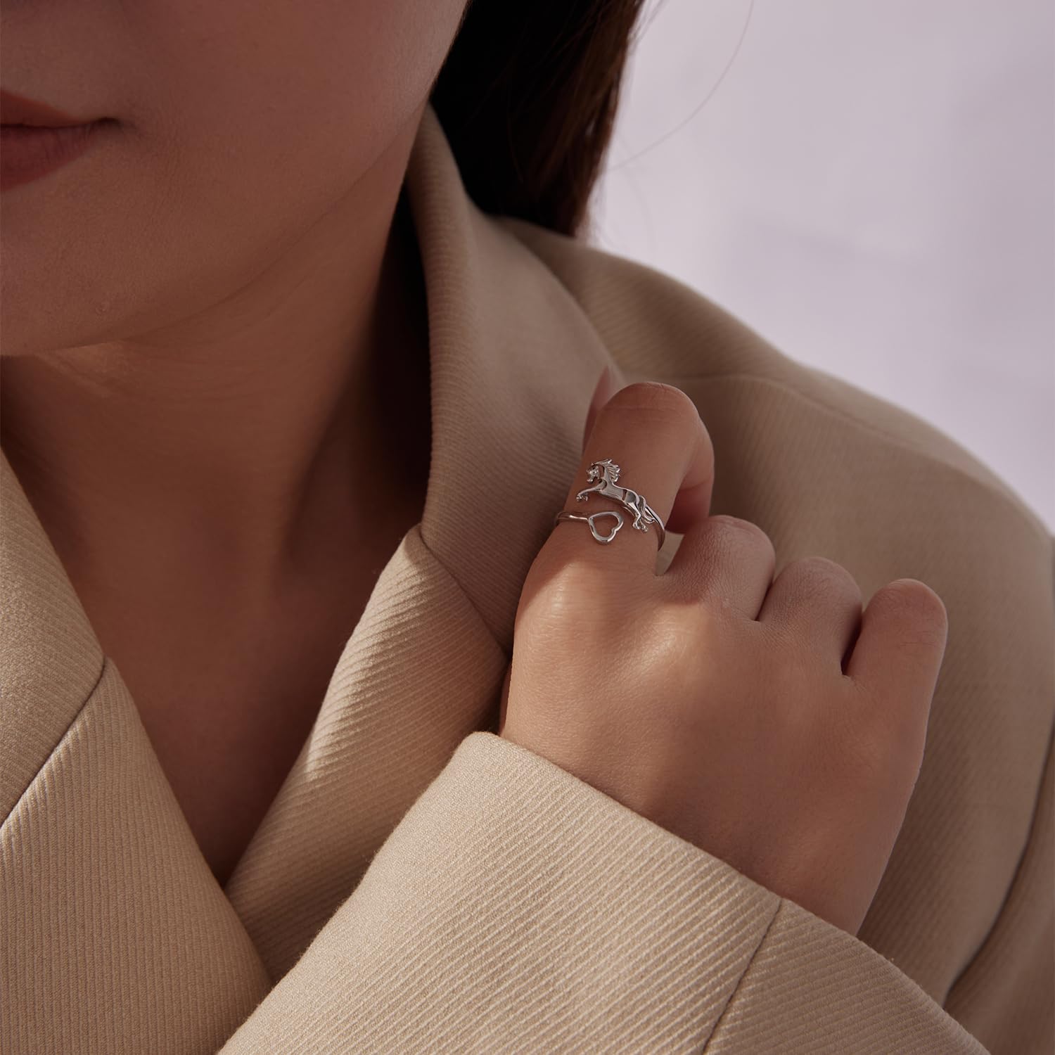 Caballo Anillo Abierto Plata De Ley Ring for Women, Sterling Silver