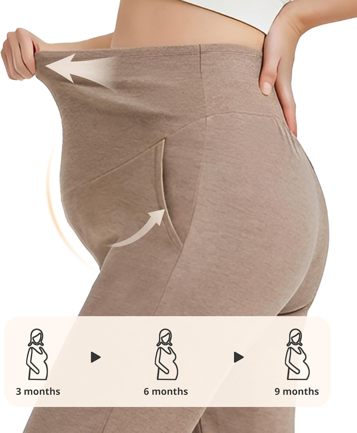 Maternity Pants for Women Bamboo Viscose Over The Belly Joggers with Pockets Soft Pregnancy Lounge Bottom S-XXL - Image 8