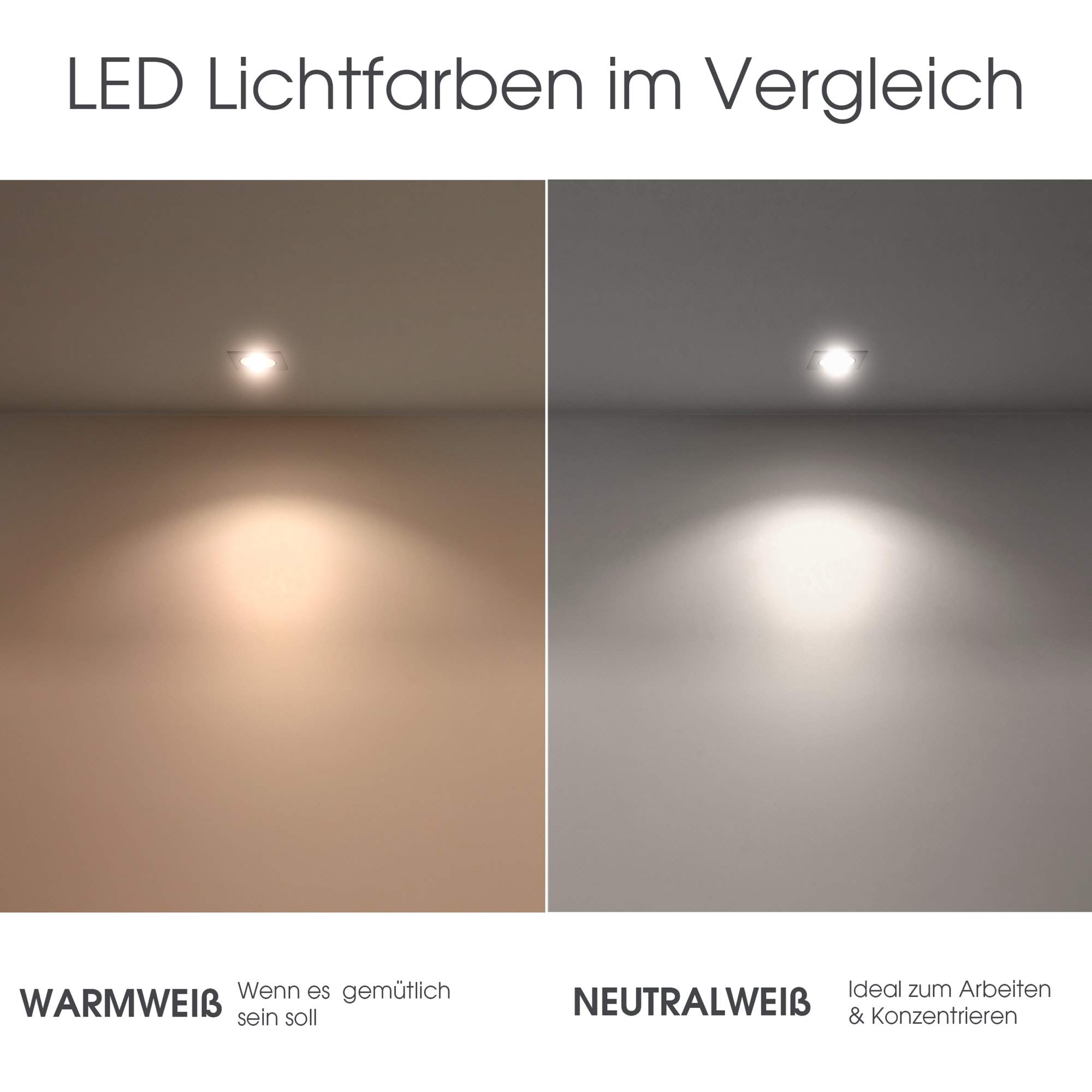 SSC-LUXon 6 Stück RW-2 LED Badeinbaustrahler IP44 mit fourSTEP Dimmen ohne Dimmer - 6x Spot flach gebürstet 4W neutralweiß