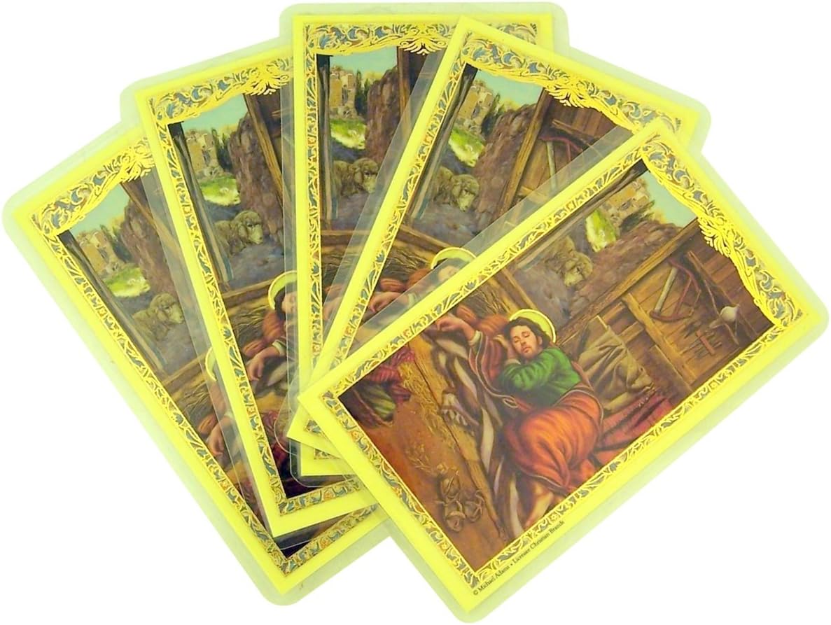 The Sleeping Saint Joseph Laminated Holy Card with Prayer, 4 1/2 Inch (Pack of 5)