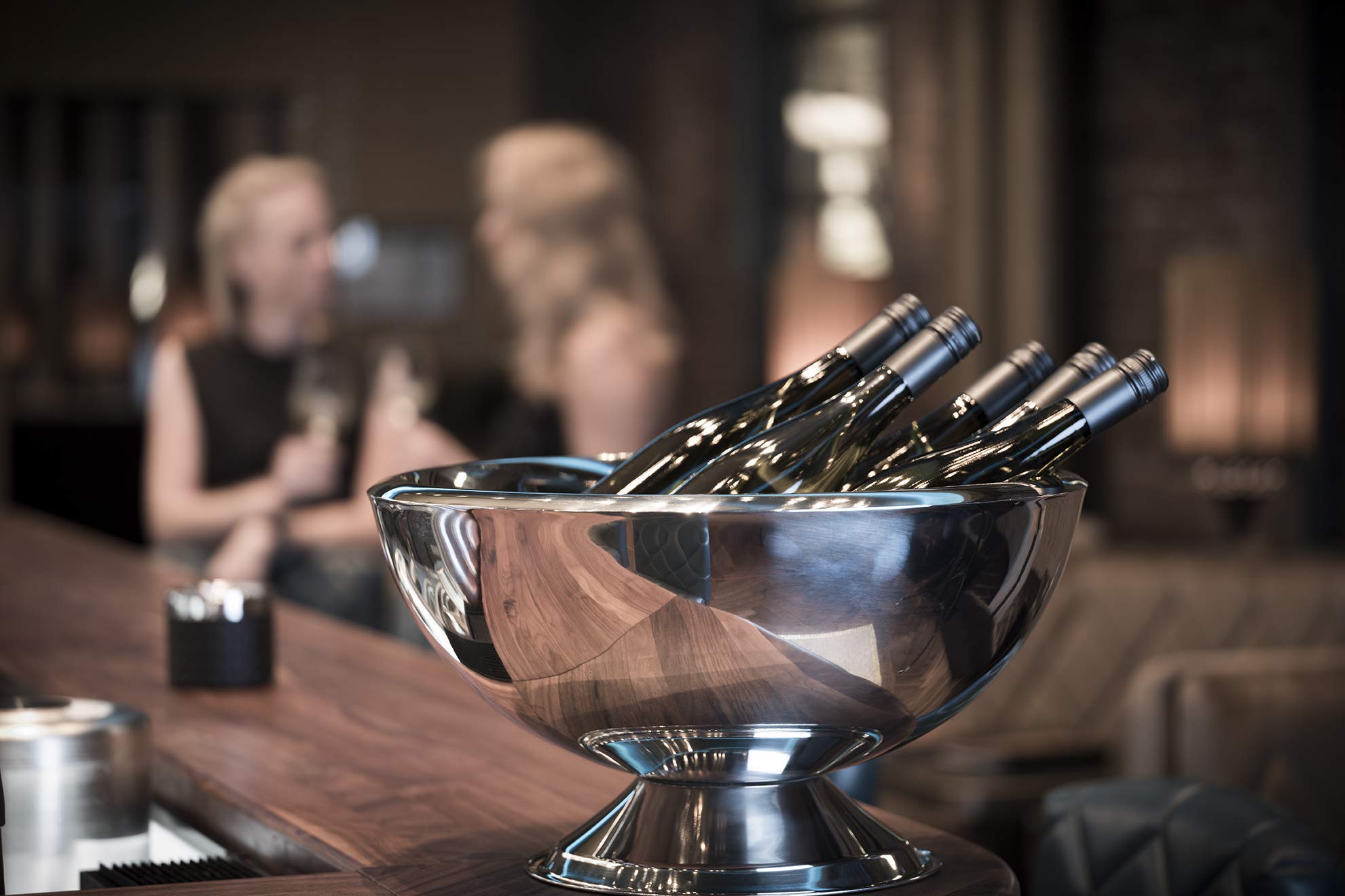 Champagnerkühler,Sektkühler aus Edelstahl, klassischer Stil,hochglanzpoliert, doppelwandig, 10,5 L Fassungsvermögen, spülmaschinengeeignet