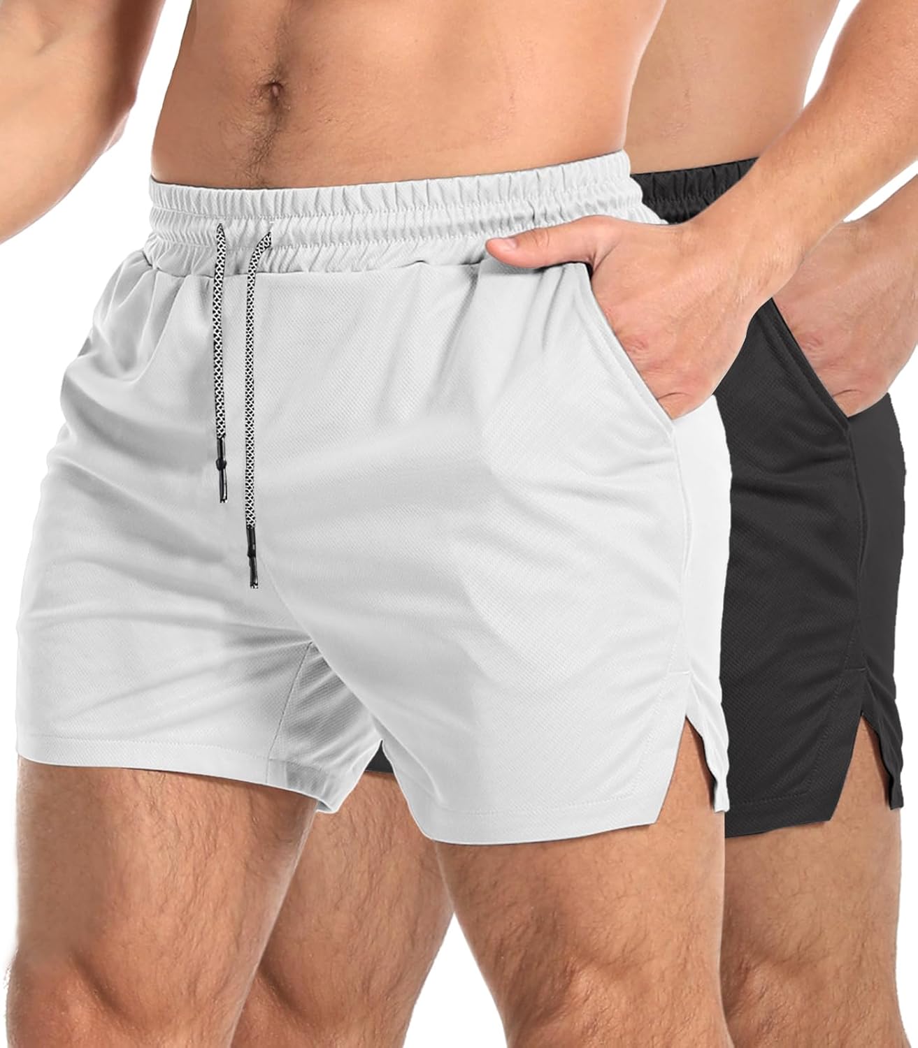 Aolesy Men's Gym Workout Shorts 5"/7"/10" Lightweight Bodybuilding Athletic Shorts Running Training with Zip Pockets