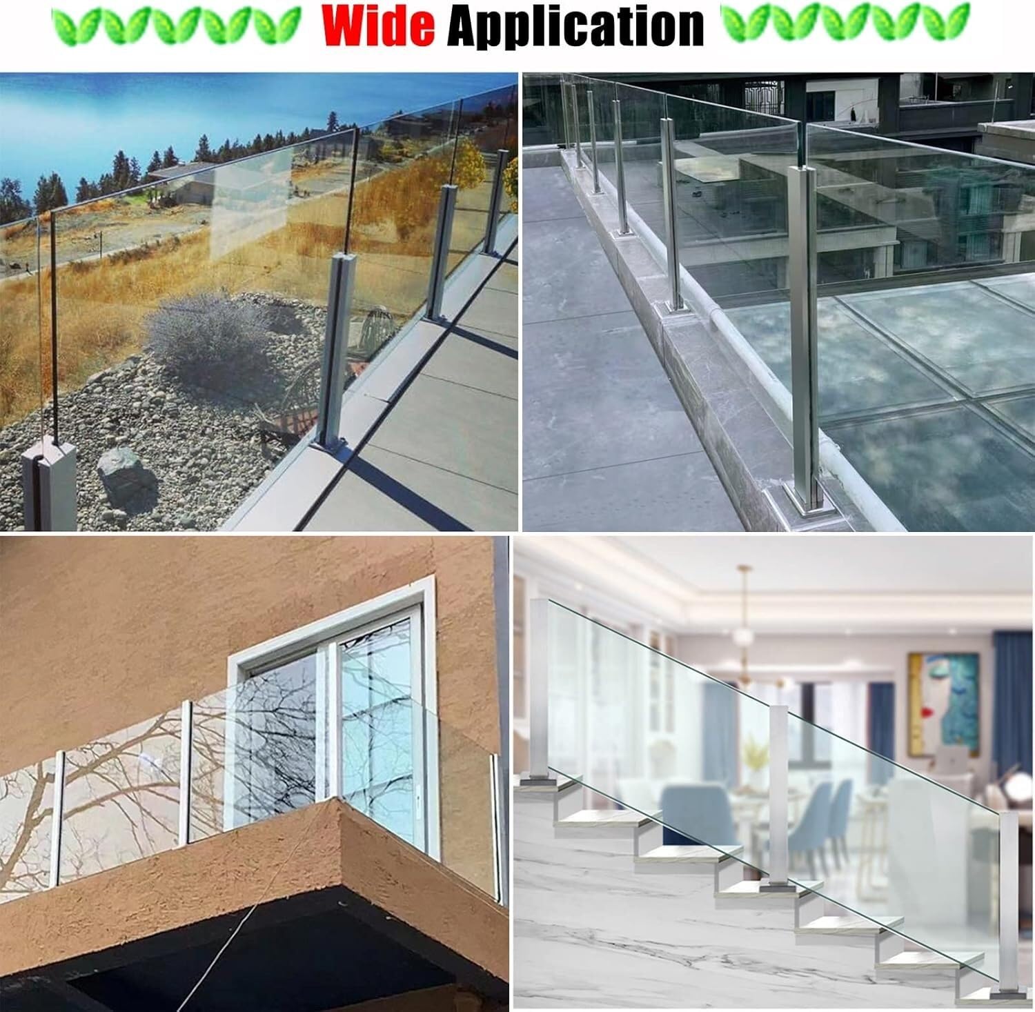 ZCX Paletto per Ringhiera Ringhiera in Vetro, pilastro di Supporto for balaustra in Acciaio Inossidabile for terrazza, Balcone, Piscina, Scale Acciaio Inossidabile(End Post,105cm/41.3 in)