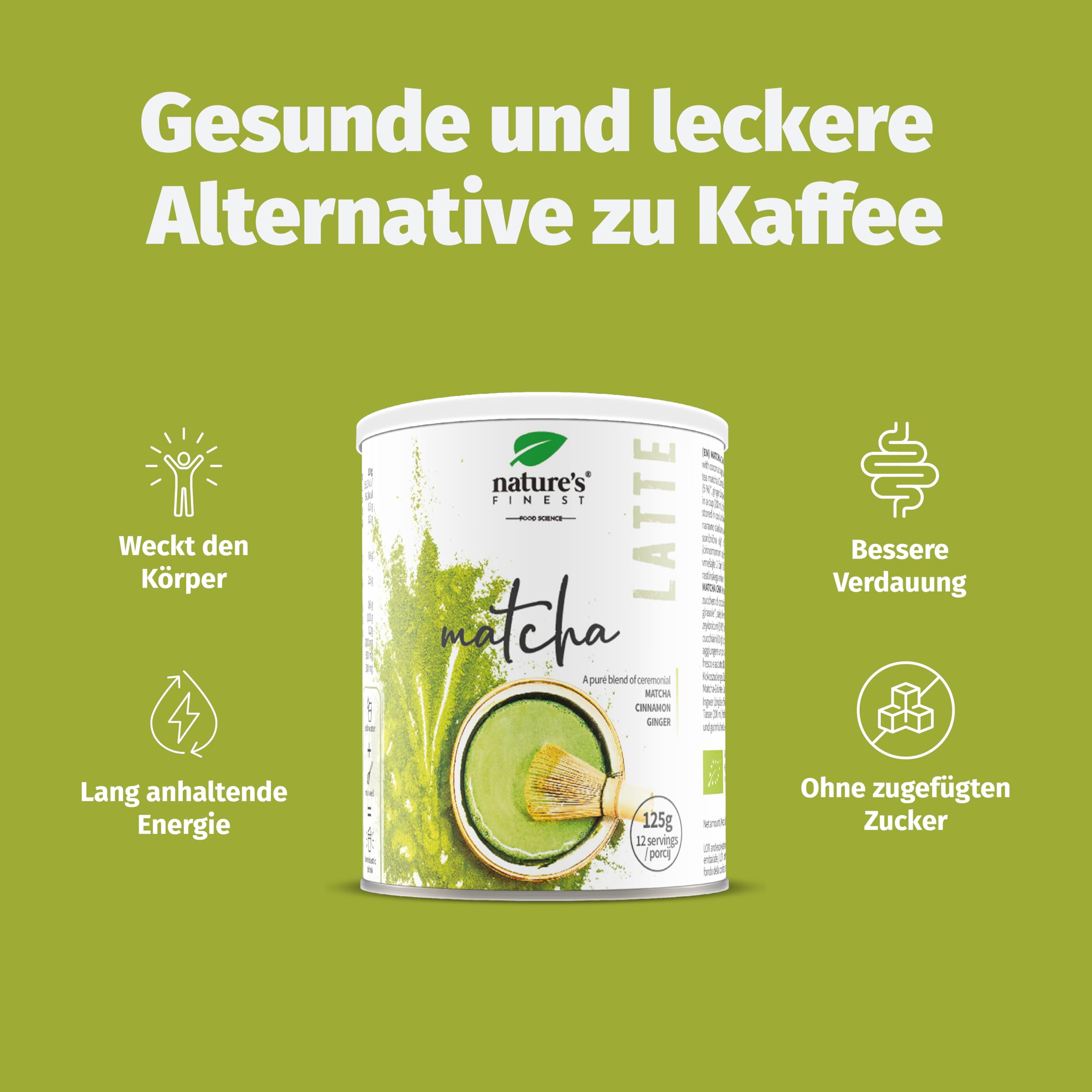 Nature's Finest Bio Matcha Chai Latte, Getränkepulver 375 g (3er Pack) | Matcha-Grüntee (20 %) mit Zimt, Ingwer & Kokosblütenzucker auf Reisdrink-Basis - bio, vegan, cremig aufgeschäumt