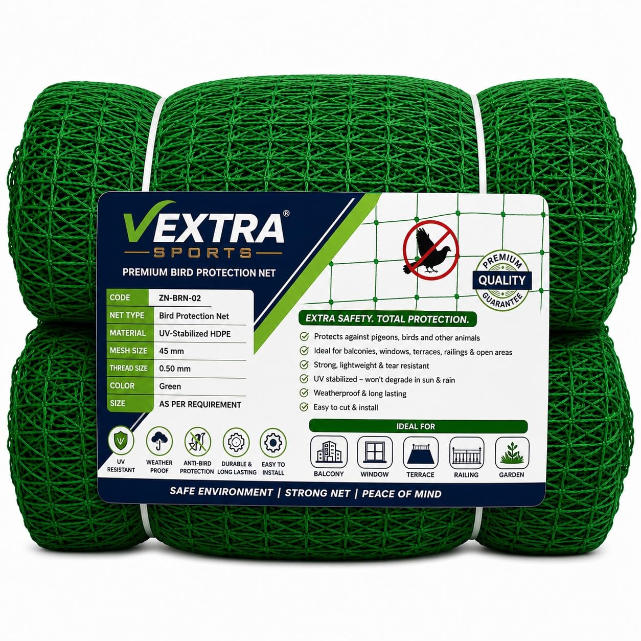 Anti-Bird Pigeon Net for Balcony | Bird Protection Net, Green, 15Ft X 20Ft | Heavy-Duty Mesh | Weatherproof | Balcony, Window & Terrace Protection | Durable | Easy Installation-image-26