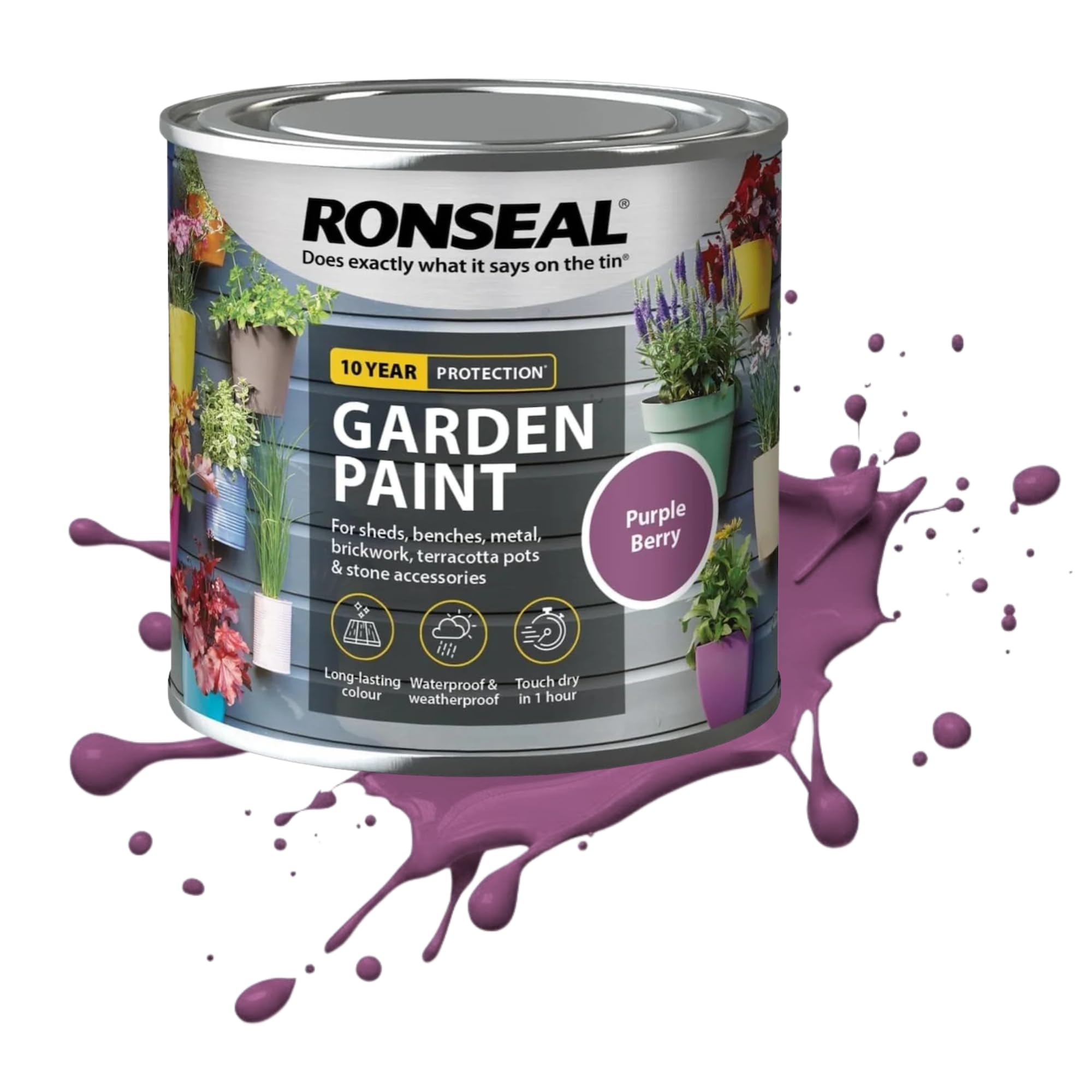 AOC24 750ML Garden Paint Purple Berry, Water Based Outdoor Paints, Long Lasting Weather Resistant, Fast Drying Color for Wood, Bricks, Pots, Anti Crack Peeling DIY Paint (Purple Berry, 750 M L)