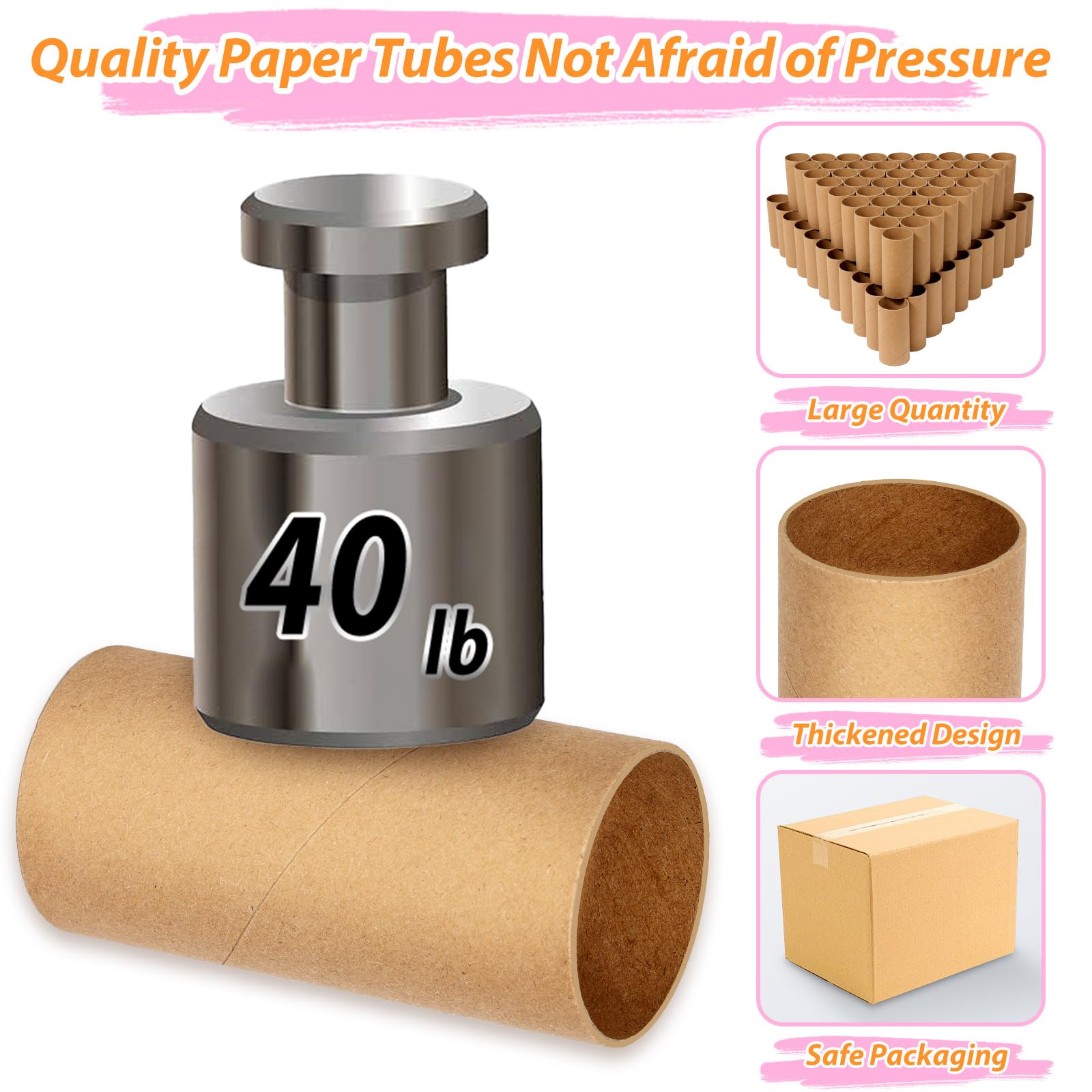 MAPVOLUT Paquete de 120 tubos de cartón marrón para manualidades (1.5 x 3.4 pulgadas) | Rollos de papel kraft a granel para bricolaje, suministros de arte, proyectos de artesanía y decoración navideña