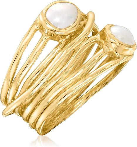 Vista 3 de Ross-Simons Anillo de carretera con piedras preciosas en oro de 18 quilates sobre plata esterlina