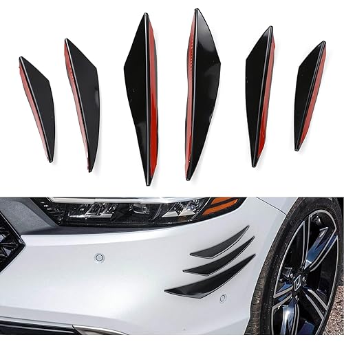 Wuyaoyao 6PCS Car Spoiler Canards Kit, Universal Front Bumper Lip Splitter, Auto Body Anti-Collision Diffuser, Cool Exterior Auto Decoration Sticker Decal, Car Accessories (Glossy Black)