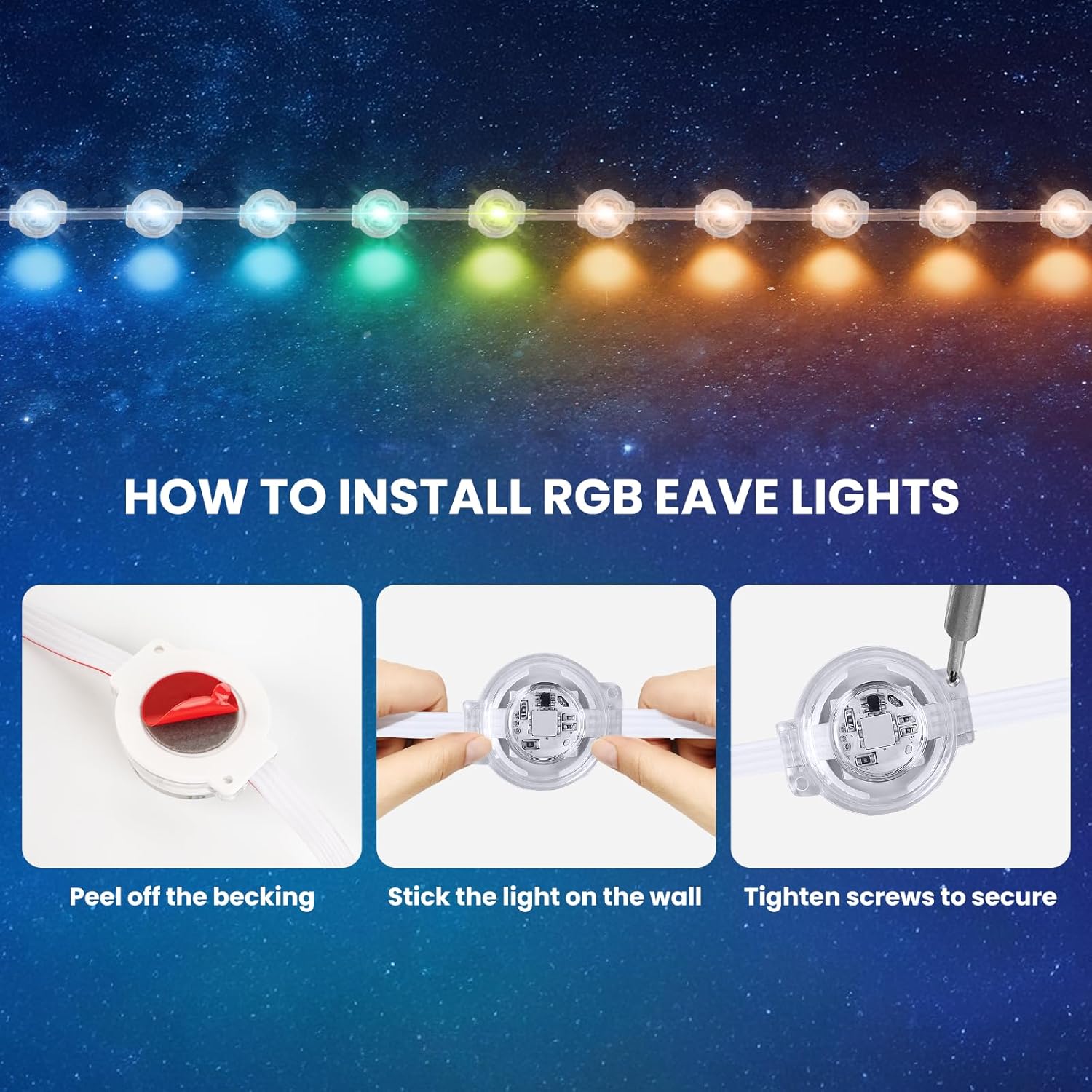 Permanent Outdoor Lights, 200ft Smart Eave Lights with 100 LED Lights, IP67 Waterproof Outdoor String Lights for Garden Decor,Deck,Christmas with App/Remote Control