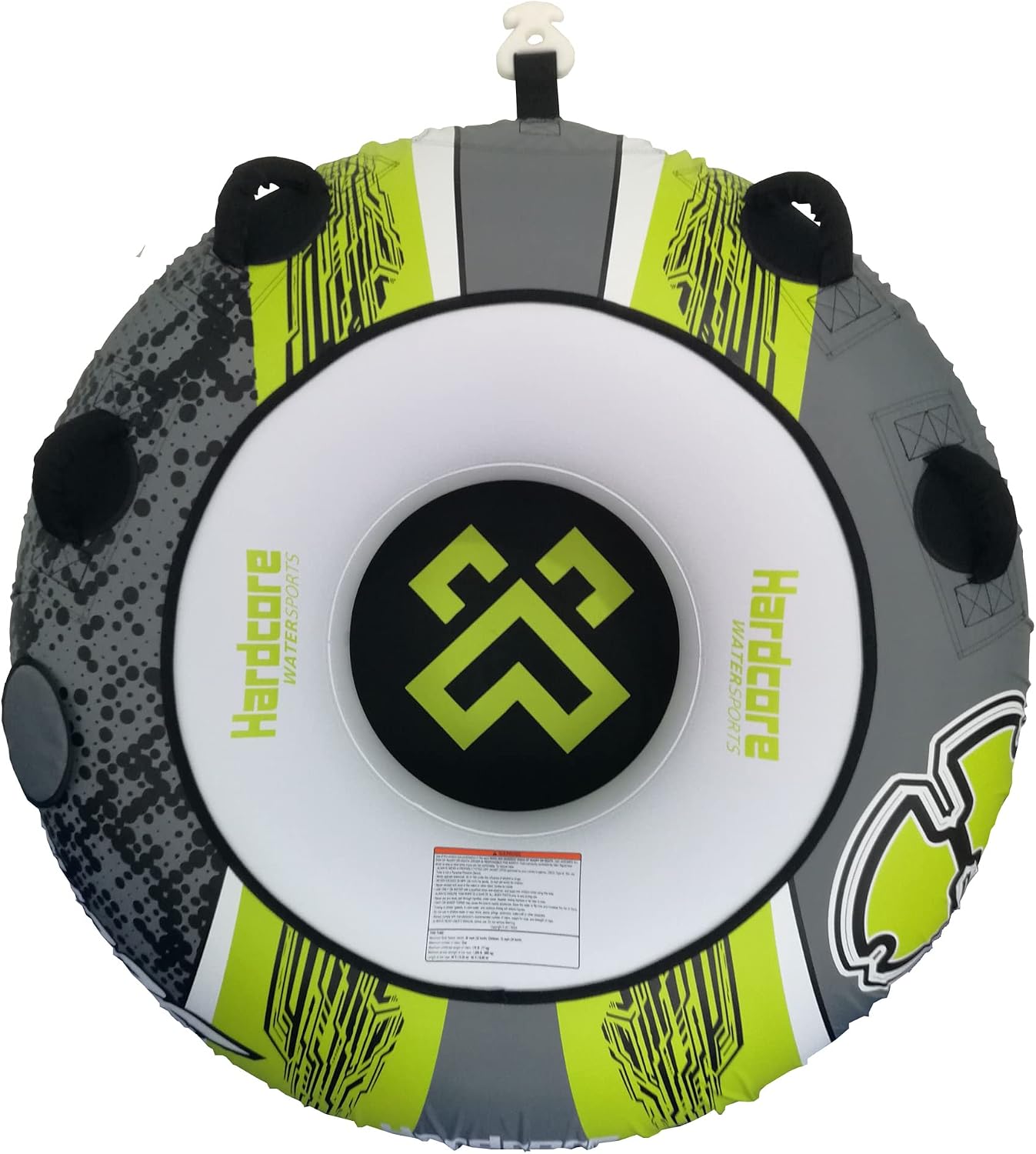 Hardcore Watersports Towable Chaos Tube – 54" Inflatable Water Tube for Single Riders, Heavy-Duty Nylon Cover with 4 Secure Handles and Quick-Connect Tow Hook for Lakes and Oceans