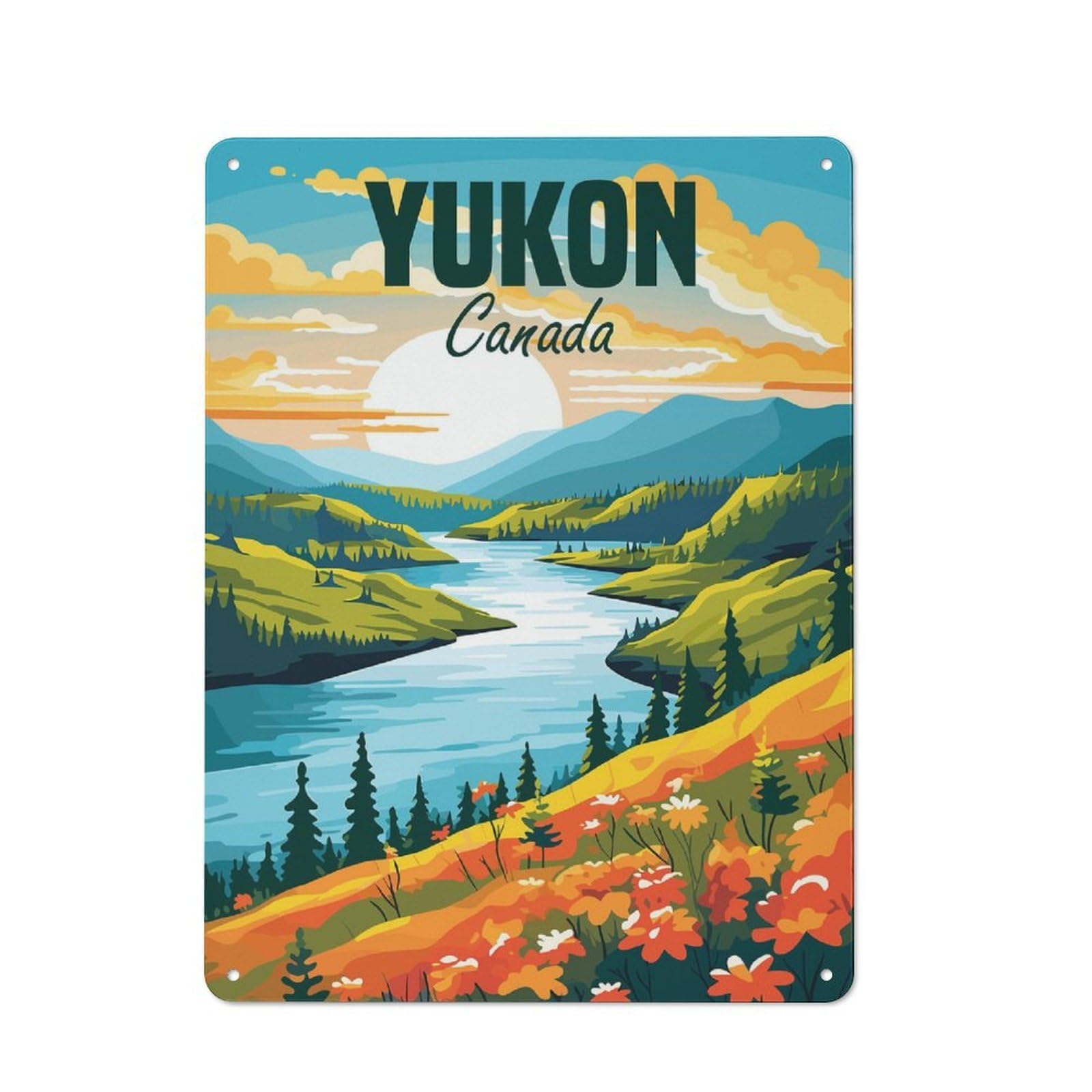 Junmoney Yukon Canada Warehouse Style Metal Wall Decor 40X30cm, Industrial Metal Sign For Workspace, Cafe, Hallway Or Garage