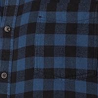 Vista 7 de Yaxa Essentials Camisas de franela de manga larga para hombre, corte ajustado, a cuadros con botones