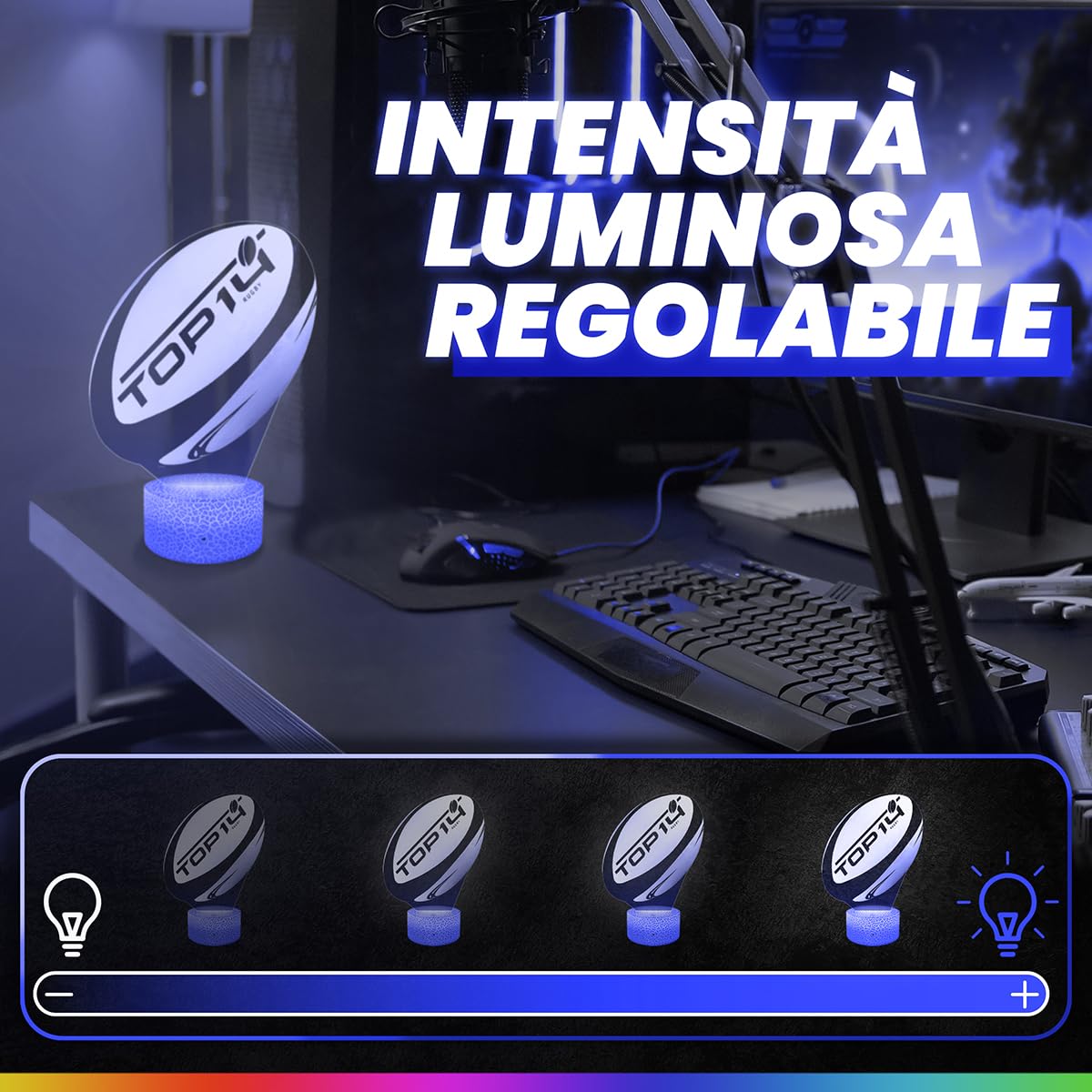 Lampada Led 3D a forma di pallone da rugby decorazione Rugbyman. Idea regalo uomo oggetto pallone da rugby luce notturna per adulti decorazione camera. Idea regalo originale per uomo per Natale