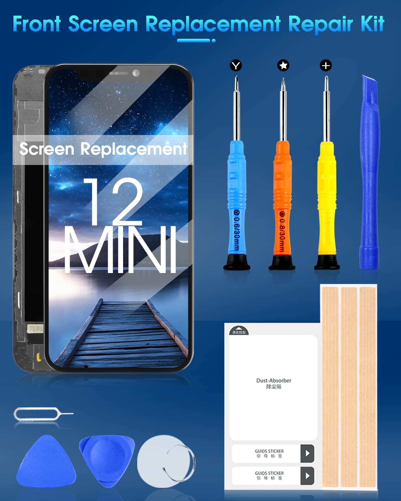 pour iPhone 12 Mini Écran, LCD Display pour iPhone 12mini 5,8" Ecran Remplacement Tactile Digitizer Assembly pour iPhone12 Mini A2176 A2398 A2400 A2399 avec Kit De Réparation et Protecteur D'écran
